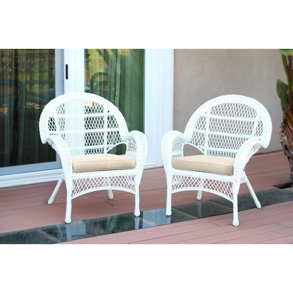 Propation W00209-C-2-FS001-CS Santa Maria White Wicker Chair with Ivory Cushion PR2419542
